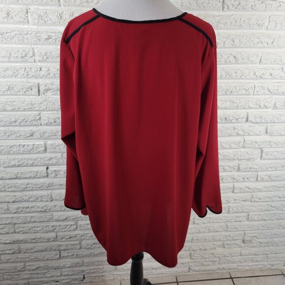 Catherines Womens Top 1X Plus Tunic Red Geometric Keyhole Beaded RED44E - Picture 6 of 8